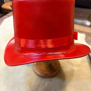 Handmade Red Leather Top Hat Steampunk Gothic Cosplay image 4