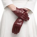 Burgundy Leather Gloves for Women Genuine Winter Driving Gloves Elegant Classic Gift product logo
