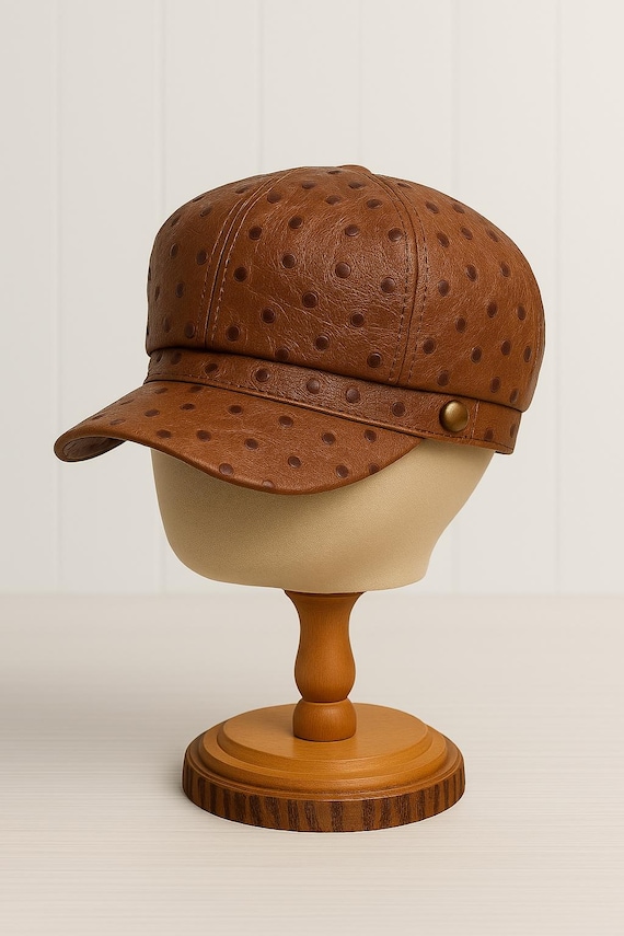 Ostrich Embossed Genuine Leather Cap Exotic Ostrich Skin Baseball Hat Handmade Men’s Luxury