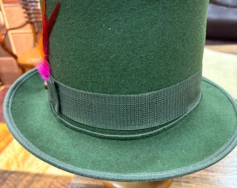 Green Felt Top Hat for Men Women Steampunk Victorian Gothic Festival Hat Cosplay Accessory