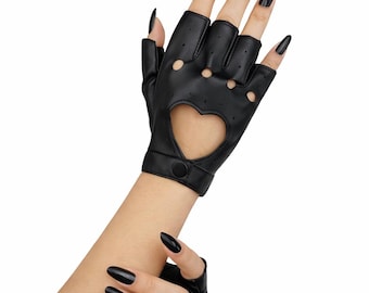 SCHOTT N.Y.C 1980s Men Winter GLOVES & Logo ~ Black Leather