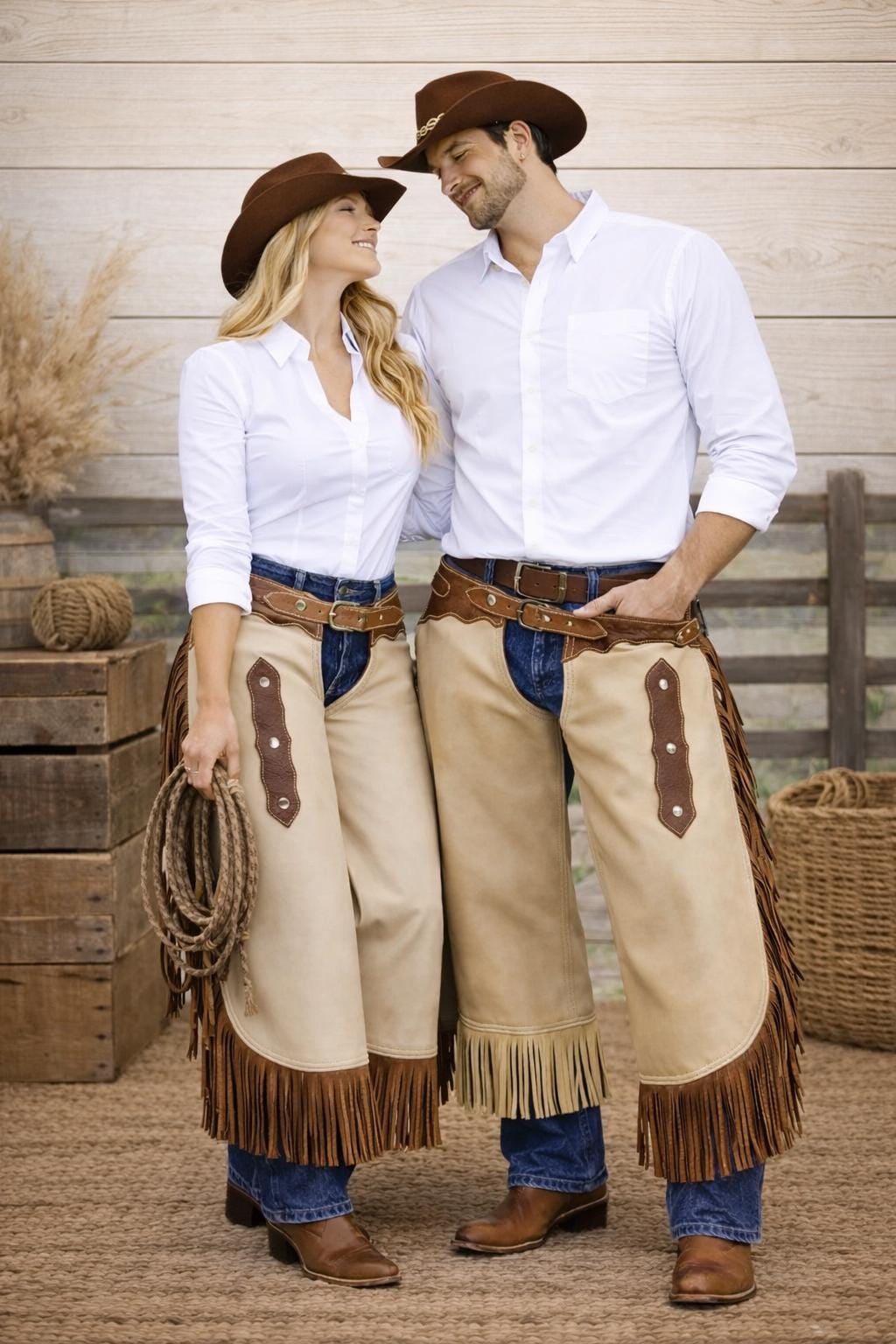 Costume de cowgirl occidental pour femme - Costume de cowgirl Chaps - Taille M