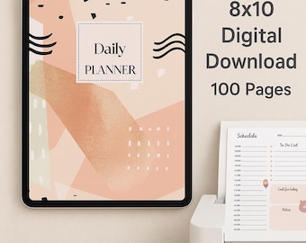 8x10 Daily Planner Printable | Habit Tracker, Notes (PDF Download)