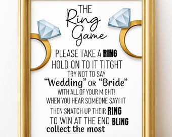 Bridal Shower Ring Game Sign | Printable Ice Breaker (Digital Download)