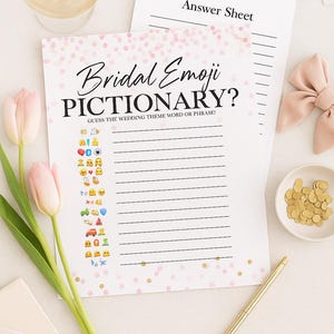 Bridal Emoji Pictionary Game | Wedding Shower Game | Digital Download | 5x7 & 8x10 PDF + Answer Key | Instant Printable