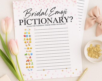 Bridal Shower Emoji Pictionary Game | Printable PDF (5x7 & 8x10)