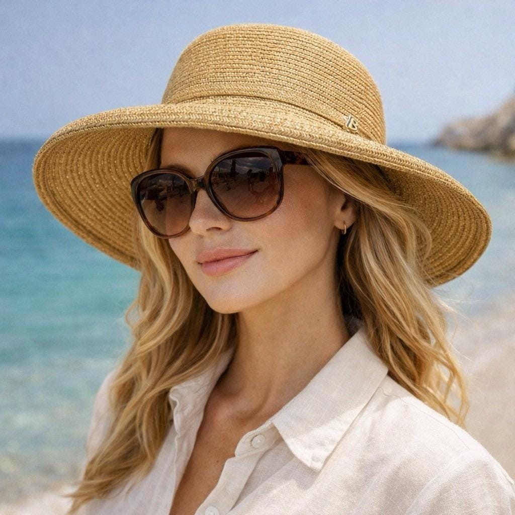 Betmar Street Smart Straw Sun Hat Women\'s Tan Black Ribbon Floral Summer Beach Street smart betmar hat - Gem main image 2