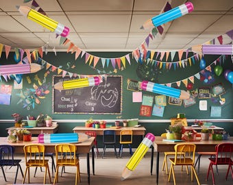 8PCS Giant Inflatable Pencil Balloons 28.7 Inch Jumbo Blow Up Pencils for Back to School, Graduation & Party Decorations