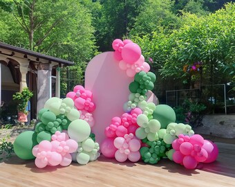 Kit de guirnalda de globos de 154 piezas en verde salvia y rosa para fiestas de té, baby showers, cumpleaños y decoraciones florales para arcos de fiesta.