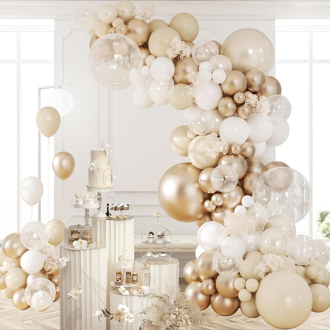 Balloon Arch Kit – Beige, Gold & White Balloons for Bridal, Baby Shower ...