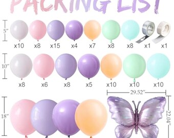 Fairy Butterfly Balloon Garland Kit – Pastel Purple & Pink Party Decor