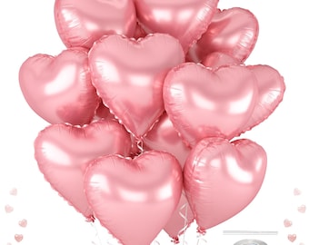 12 globos de corazón rosas de 45 cm (18 pulgadas) para decorar bodas, baby showers y fiestas de San Valentín.