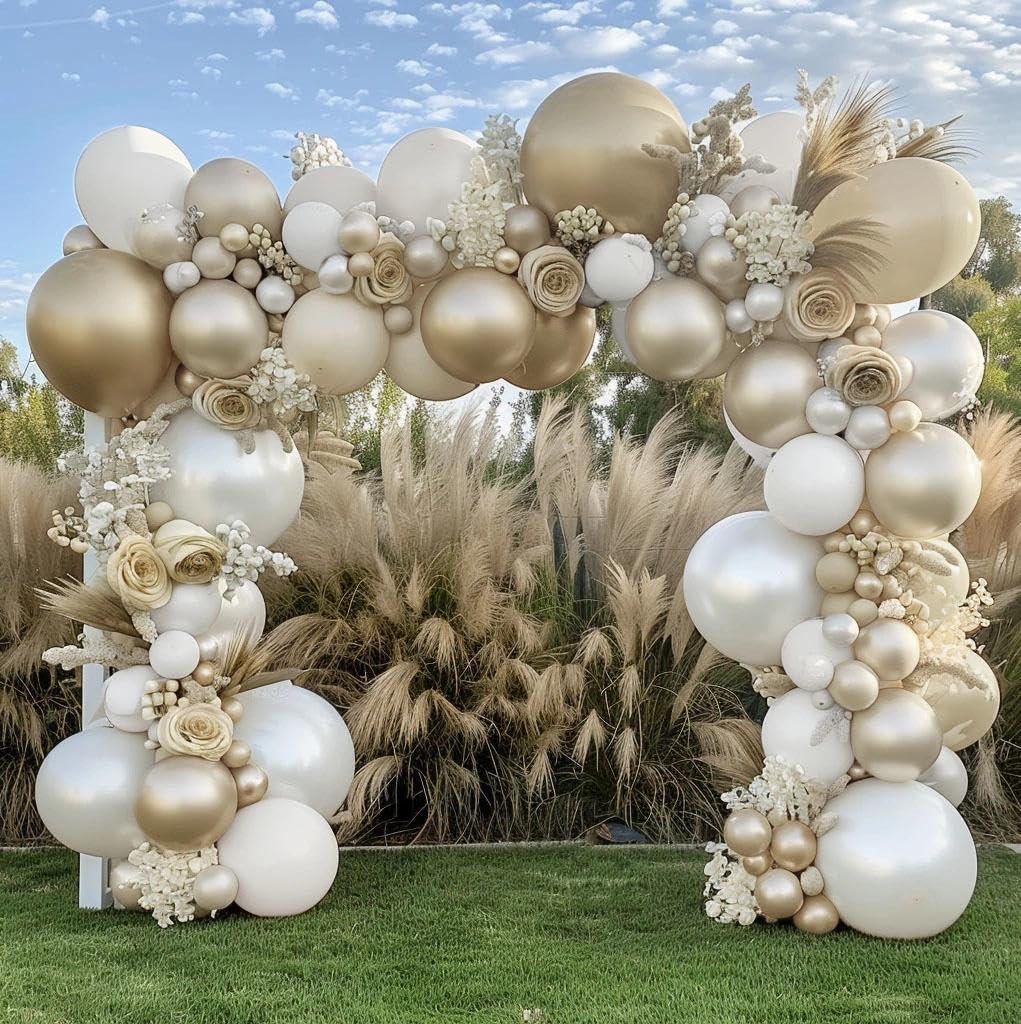 White & Gold Balloon Arch Kit – Elegant Party Garland - Etsy
