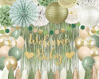 Ballonnen 'Happy Birthday' Groen-Goud 30cm - 12 stuks