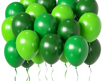 50PCS Green Balloon Set 12 Inch Dark Green Lime Latex Balloons for St. Patrick’s Day, Jungle Safari Birthday Party Decor