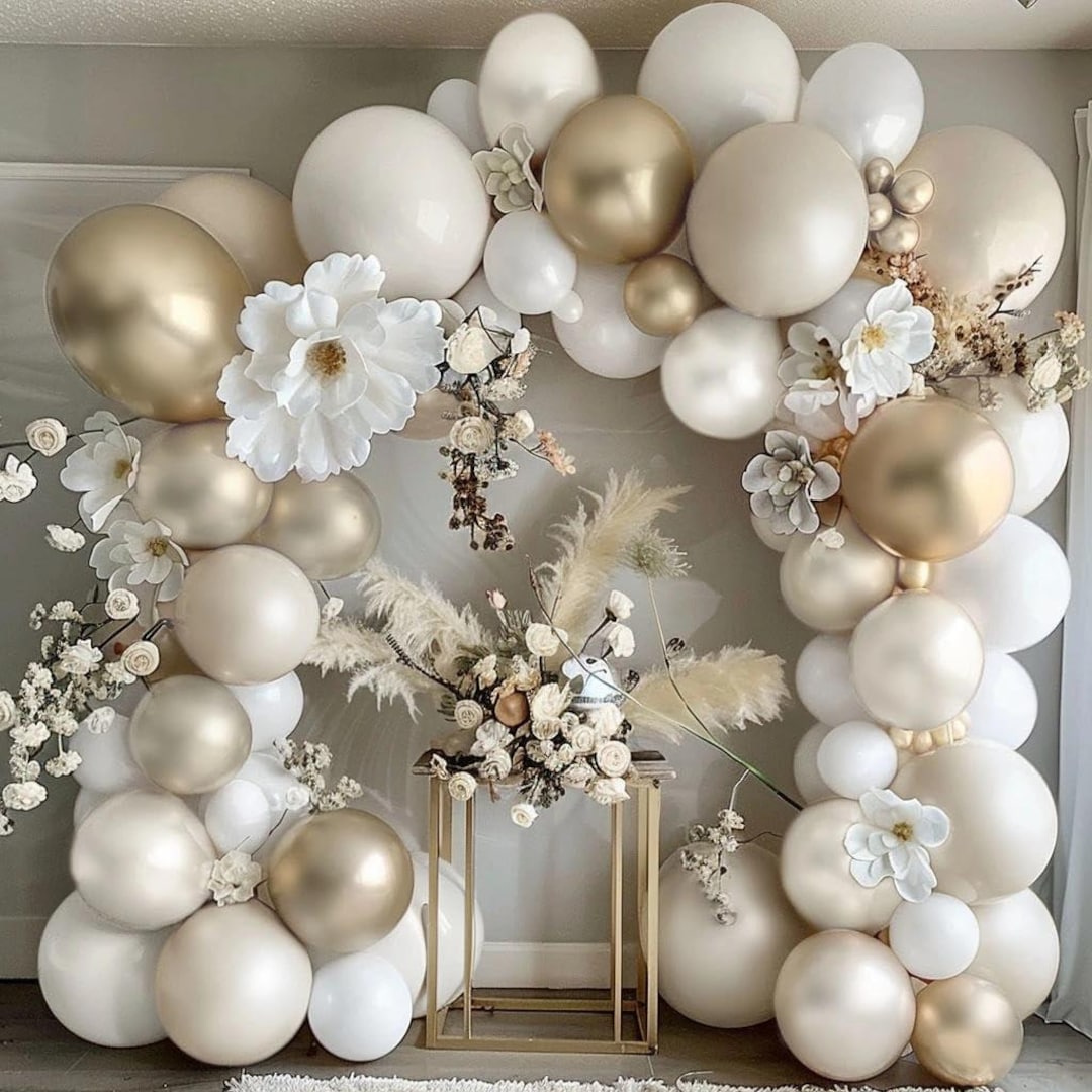 White & Gold Balloon Arch Kit – Elegant Party Garland - Etsy