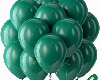 Globos verde oscuro, paquete de 100 unidades, 12 pulgadas, látex, helio, verde esmeralda, estilo bohemio, para bodas, cumpleaños y fiestas temáticas de la jungla.