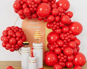 Red Balloon Garland Arch Kit: 134 Pcs Latex Balloons for Party Decor