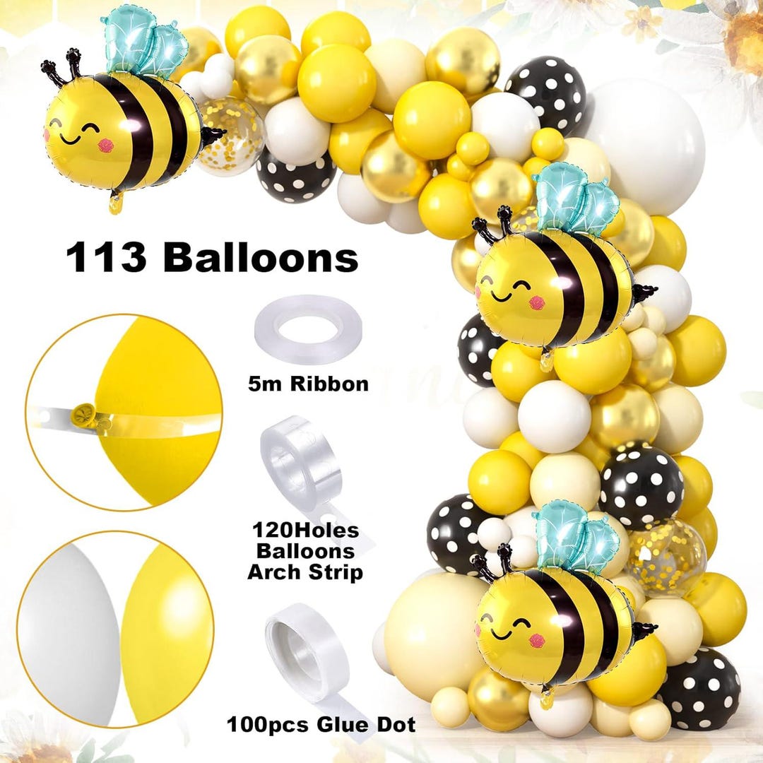 Bee Baby Shower Decorations – Balloon Arch, Boxes & Bee Balloons - Etsy