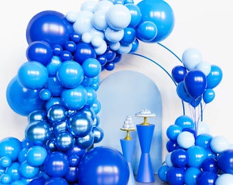 134PCS Blue Balloon Arch Kit Royal Blue Latex Balloons in 4 Sizes for Baby Shower, Birthday & Baseball Party Decorations