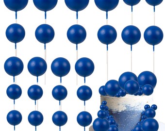 30PCS Royal Blue Foam Ball Cake Toppers, Balloon Style Cake Picks for Birthday, Baby Shower, Wedding & Engagement Decor