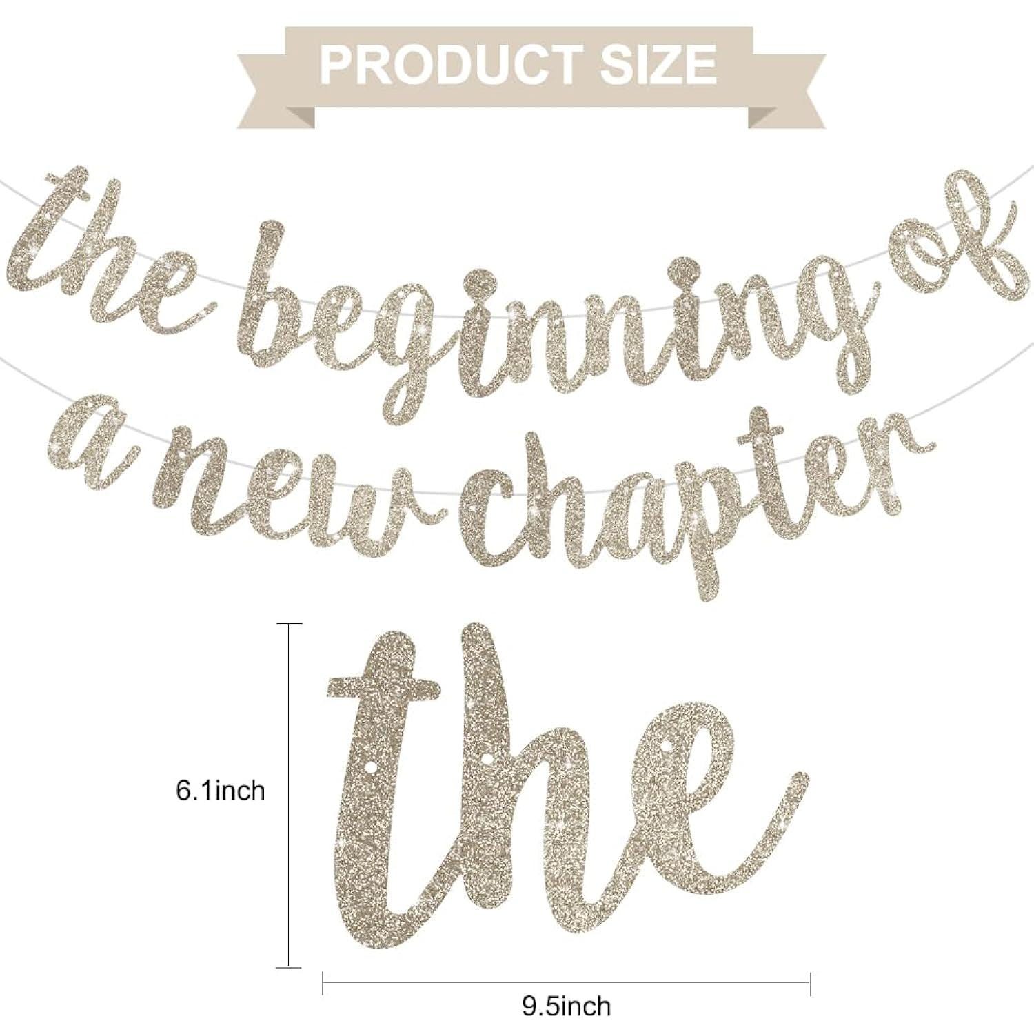 Beginning of a New Chapter Banner – Glitter Champagne Party Decoration ...