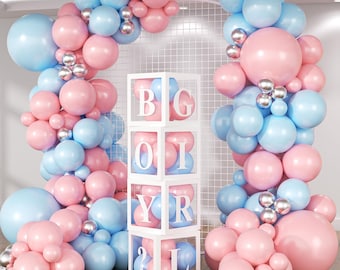 Kit de 140 globos de látex rosas, azules y plateados para revelación de género, ideales para fiestas de baby shower de niño o niña (sin caja).