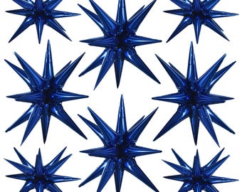 8 globos de papel de aluminio azul marino con forma de estrella para decoración de fiestas, cumpleaños, bodas, baby showers y fotomatones.