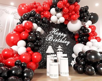 Kit de arco de guirnalda de globos rojos, negros y blancos, decoraciones para fiestas