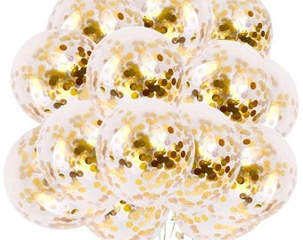 Gold Confetti Balloons - 12 Inch Latex Party Decorations (50pcs)
