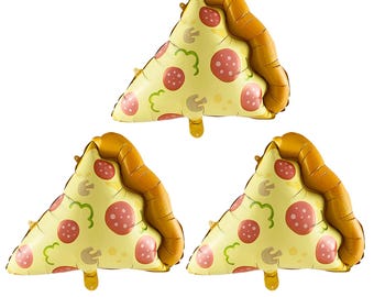 3PCS Pizza Balloons 23 Inch Sausage Pizza Slice Foil Balloons for Birthday, Baby Shower & Funny Party Decorations