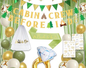 Camp Bachelorette Party Decorations Kit with Bride Sash, Veil, Banner, Balloons & Tattoos for Bridal Shower and Wedding