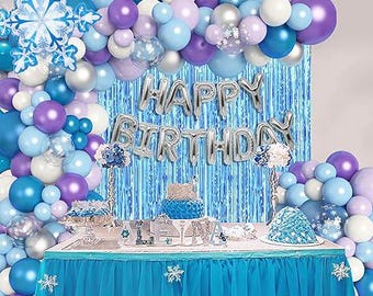 Winter Wonderland Balloon Garland Kit: Snowflake Birthday Party Decor