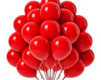 50 globos de látex rojos con cinta – Decoración para fiestas de 30 cm