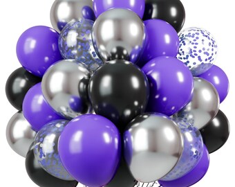 Purple, Black & Silver Balloon Set, Halloween Party Decorations