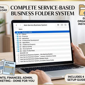 Small Business Template | Digital Organization System for Freelancers and Consultants | File Folder System, Client & Finance Tracker