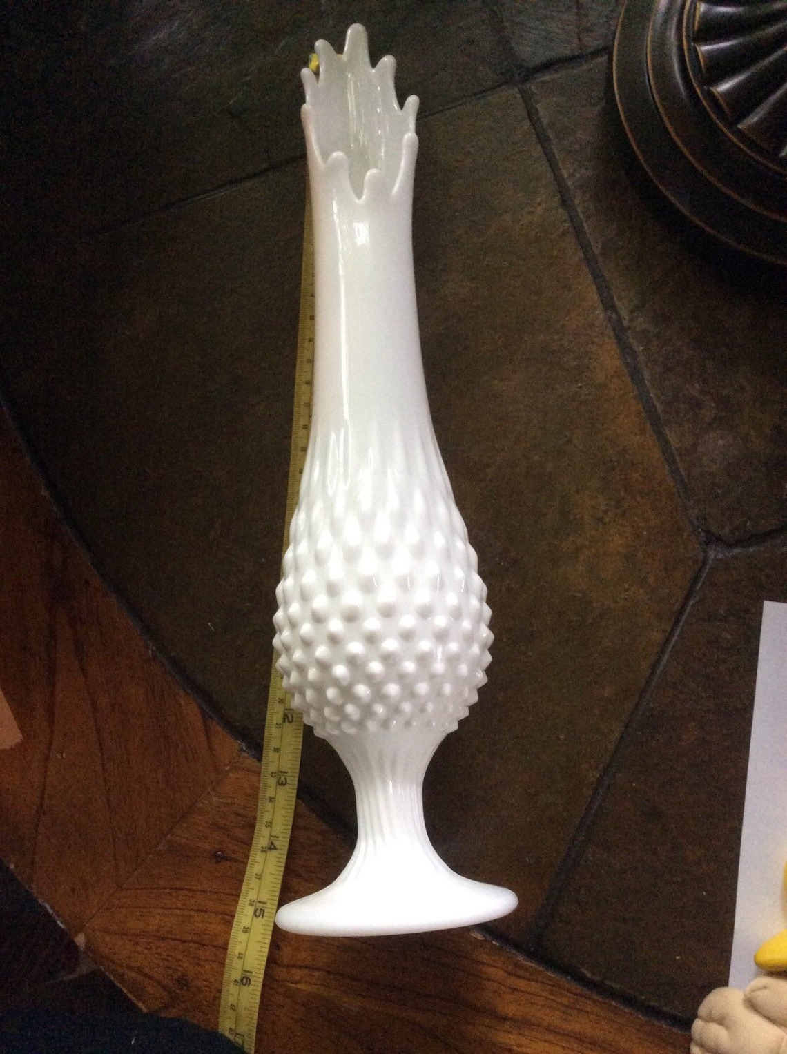 Vintage Fenton Milk Glass Hobnail Swung Vase 15 1/2 Etsy