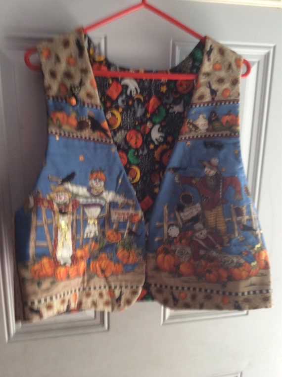 Items similar to Handmade reversible Halloween vest covered in