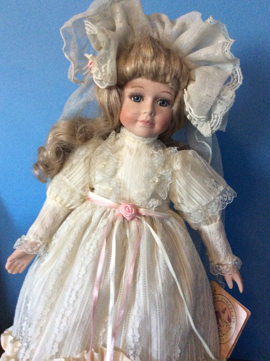 Collectible wedding doll with stand vintage Porcelain | Etsy