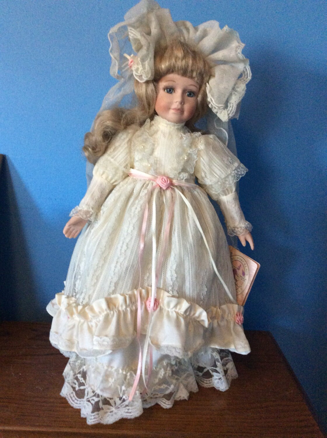 Collectible wedding doll with stand vintage Porcelain Etsy