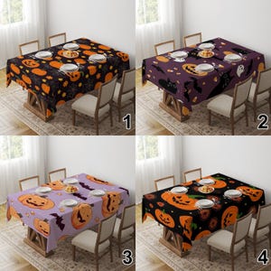 Halloween Kürbis Tischdecken - Gruselige dekorative Esszimmerabdeckung mit Geist-, Fledermaus- und Jack O’Lantern-Drucken für die festliche Party