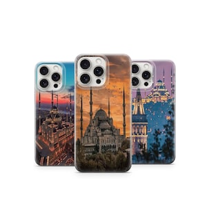Sunset Blue Mosque Phone Case Istanbul Skyline Phone Cover Unique Mosque Architecture Case Travel Gift for Muslims Artistic Phone Accessory