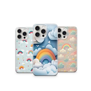 Cute Rainbow Stars Phone Case  Kawaii Pastel Cloud Sky Design  Soft Aesthetic iPhone And Samsung Cover Cute Rainbow Phone Case 1