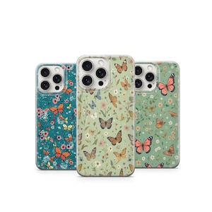 Butterfly and Floral Pastel Phone Case  Soft Vintage Aesthetic Nature Design for iPhone & Samsung Butterfly Phone Case 1
