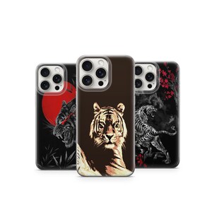 Bold Tiger Phone Case Minimalist Wild Cat Art Fierce Animal Design iPhone & Samsung Case Tiger Phone Case 1