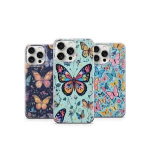 Butterfly and Floral Pastel Phone Case  Soft Vintage Aesthetic Nature Design for iPhone & Samsung Butterfly Phone Case 2