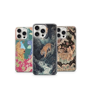 Oriental Tiger Phone Case Colorful Japanese Art Style Design Dual Tiger Illustration iPhone & Samsung Cover Tiger Phone Case 2