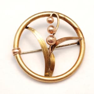 Vintage Diana Flower Ring Brooch - Rose & Yellow Gold Tone - Ladies Slipper