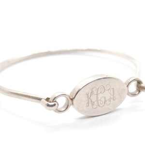 Monogram Sterling Vintage Bracelet - Hinged Oval Bracelet - KCA - Vintage Jewelry - Minimalist Jewellry  - Stacking