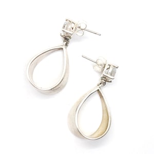 Sterling Dangle Twist Teardrop Hoops - Solitare Stud - Cubi Zirconia - Elegant Simple Staple Earrings - Wedding - Work - Classic